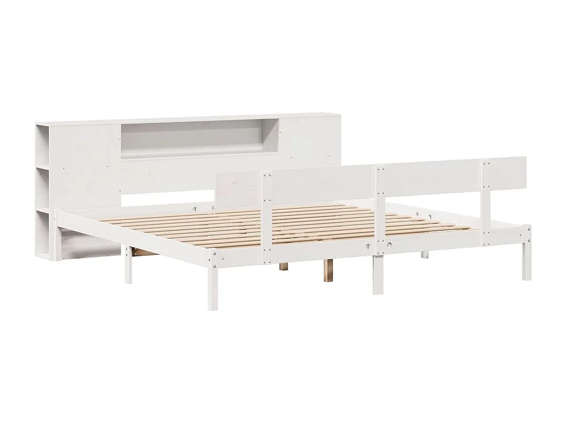 Lit bibliothèque sans matelas blanc 180x200 cm bois pin massif