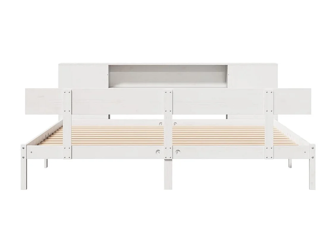 Lit bibliothèque sans matelas blanc 180x200 cm bois pin massif