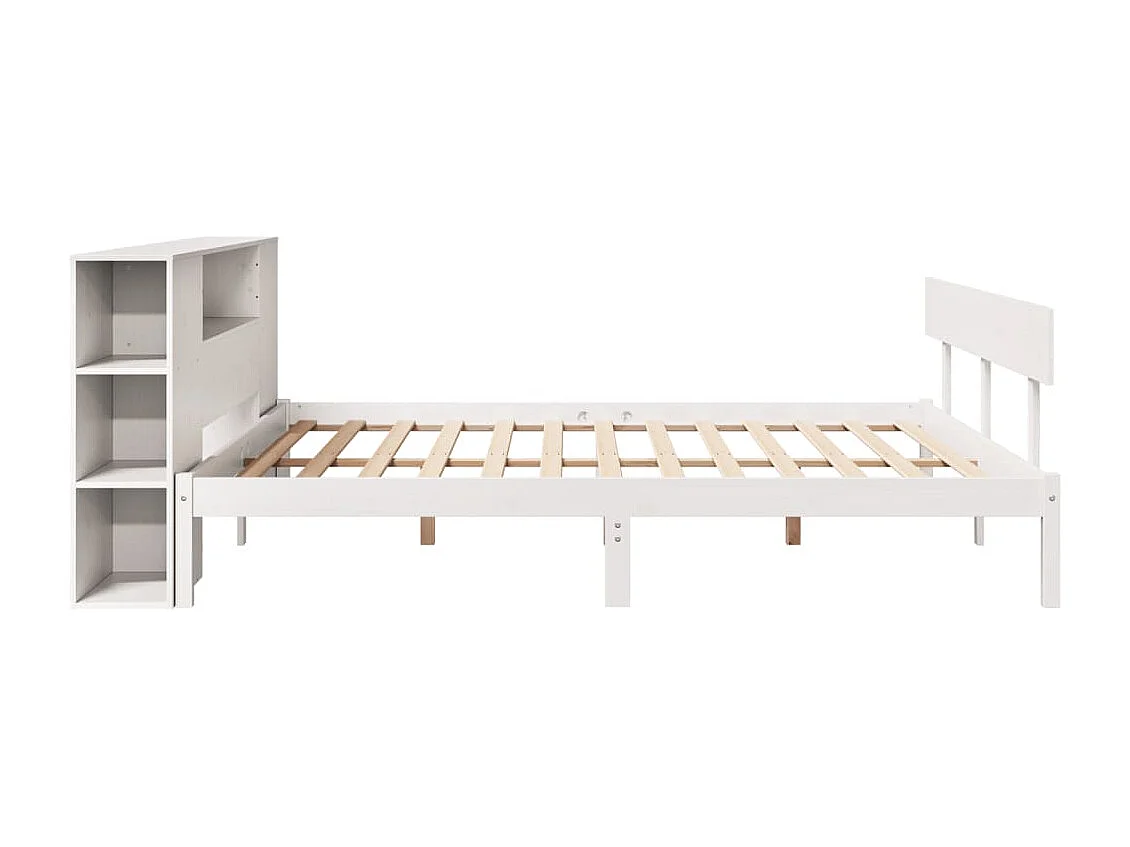 Lit bibliothèque sans matelas blanc 180x200 cm bois pin massif