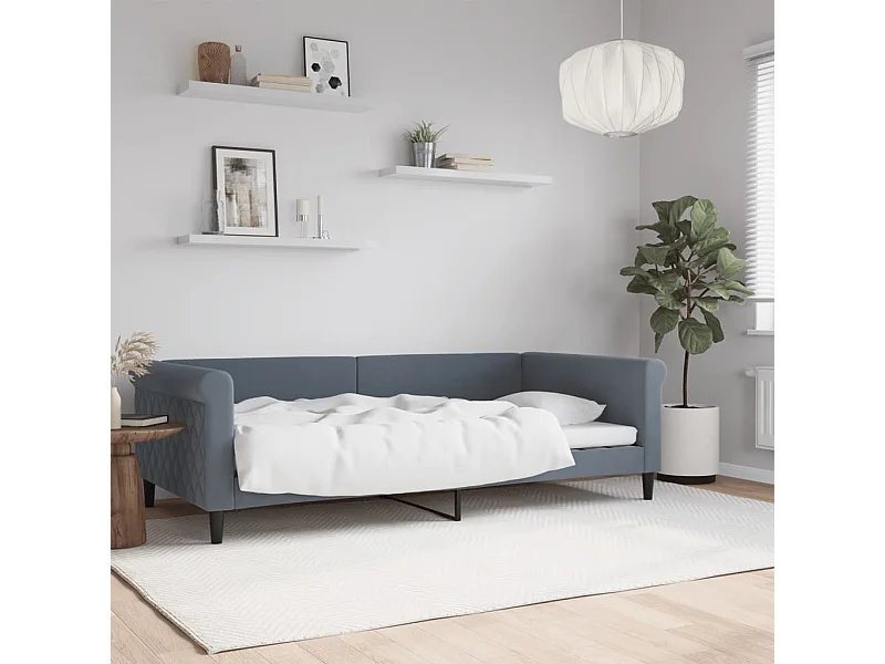 Lit de repos sans matelas gris foncé 100x200 cm velours