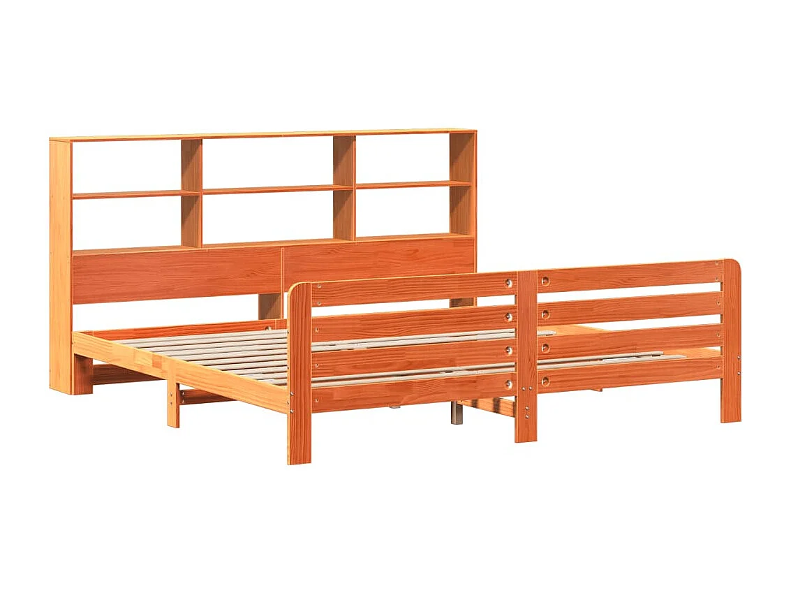 Cadre de lit sans matelas cire marron 200x200cm bois pin massif