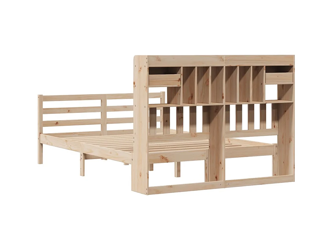 Lit bibliothèque sans matelas 140x200 cm bois massif de pin