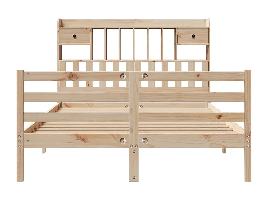 Cama con estantería sin colchón madera maciza de pino 140x200cm
