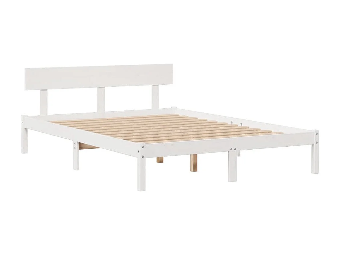 Cama con estantería sin colchón madera maciza blanca 160x200 cm