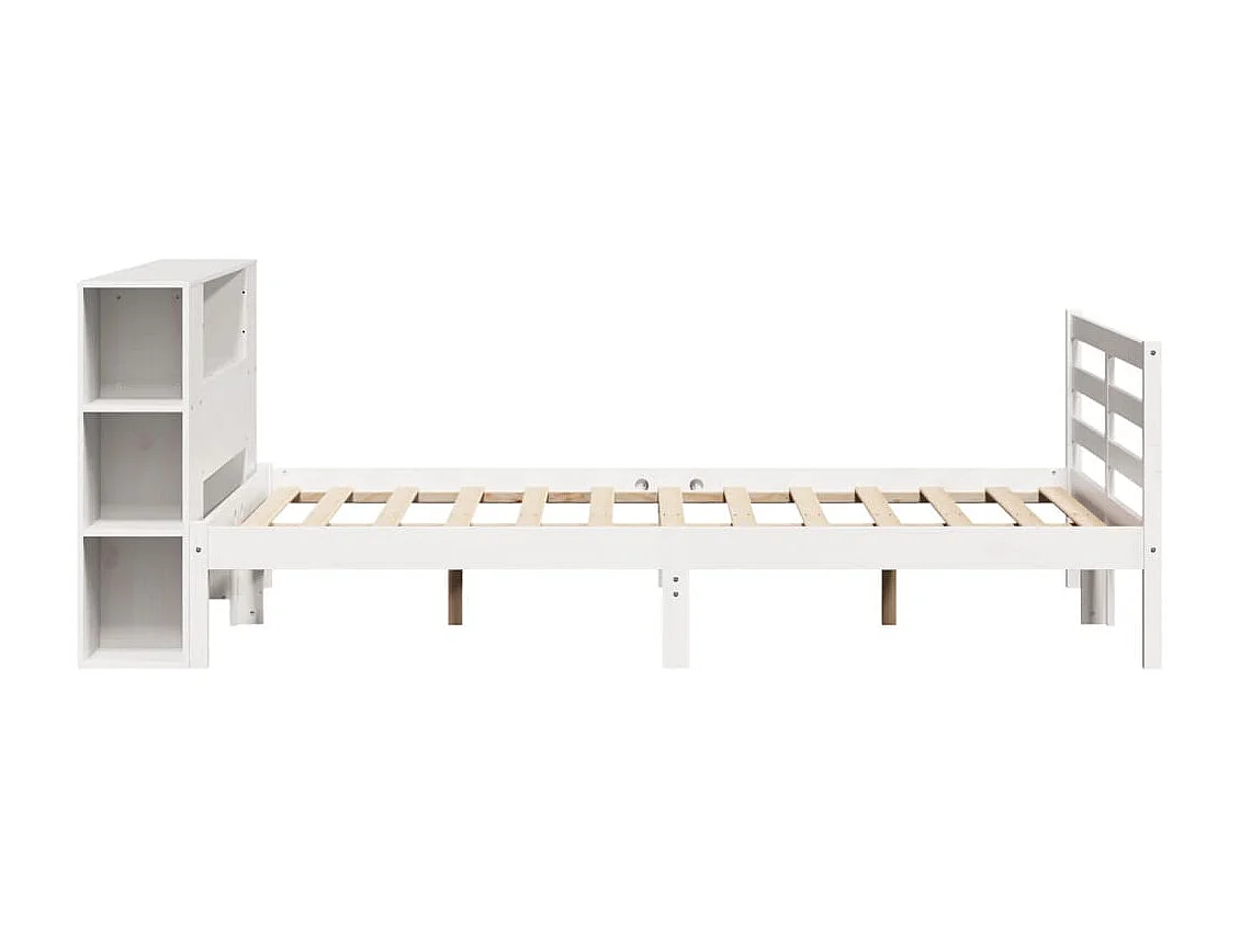 Cama com estante sem colchão 140x190 cm pinho maciço branco