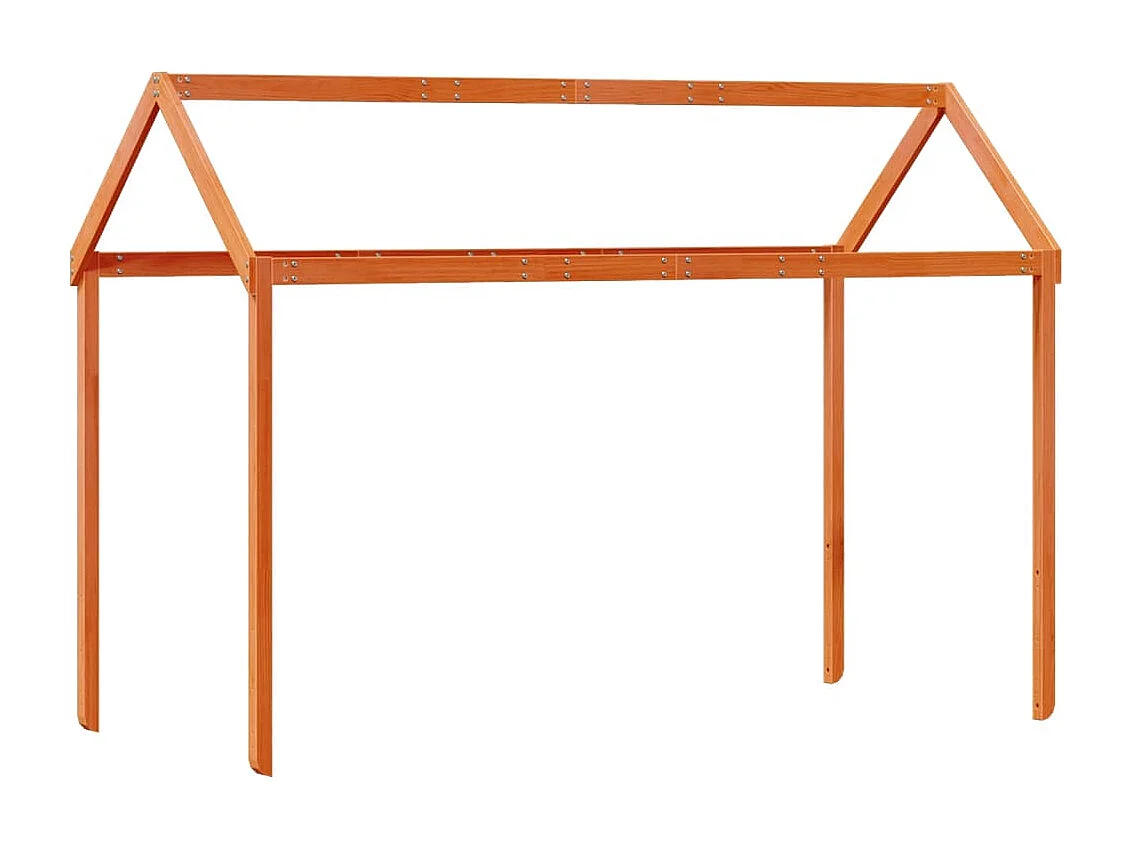 Cama alta com telhado 75x190 cm pinho maciço castanho-mel