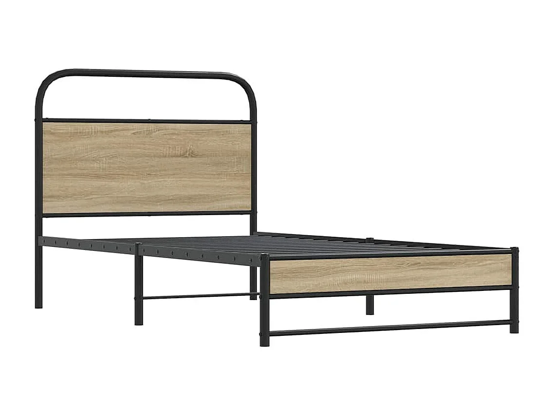 Estructura de cama sin colchón 100x190 cm madera roble ahumado