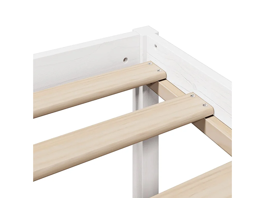Cama con estantería sin colchón madera maciza blanca 135x190 cm