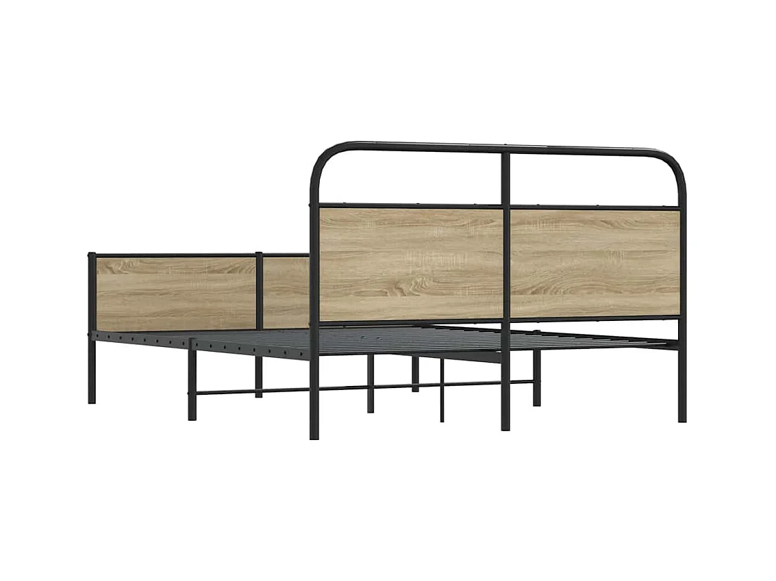 Estrutura de cama sem colchão 160x200 cm metal carvalho fumado
