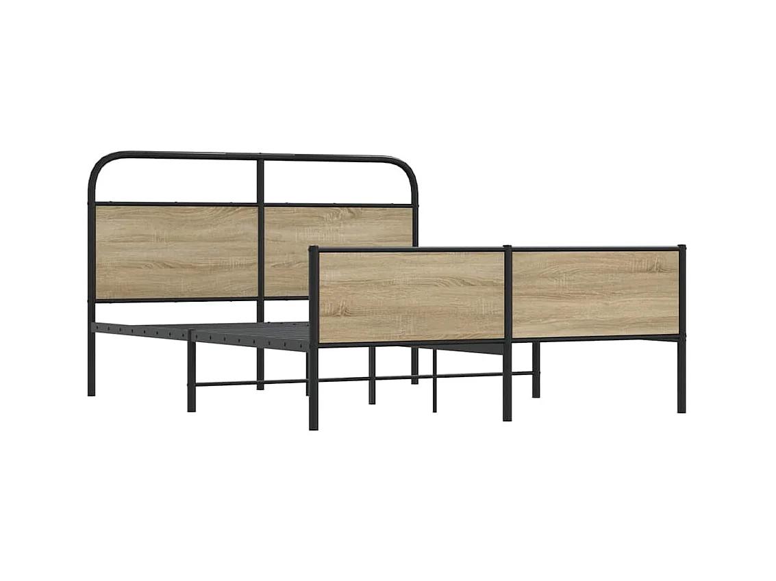 Estrutura de cama sem colchão 160x200 cm metal carvalho fumado