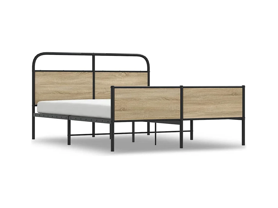 Estrutura de cama sem colchão 160x200 cm metal carvalho fumado