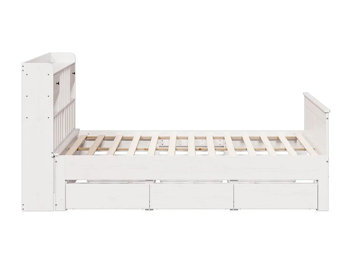 Cama con estantería sin colchón madera maciza blanca 180x200 cm