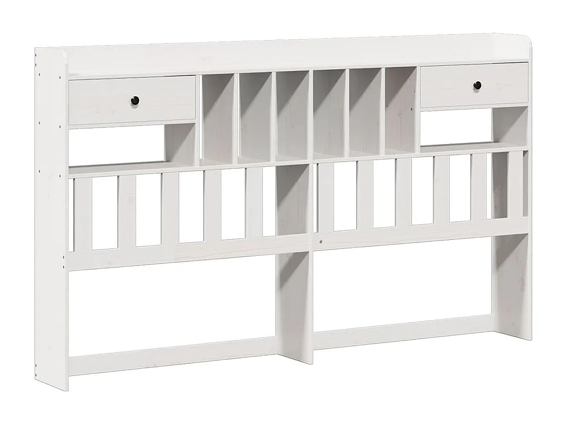 Cama con estantería sin colchón madera maciza blanca 180x200 cm