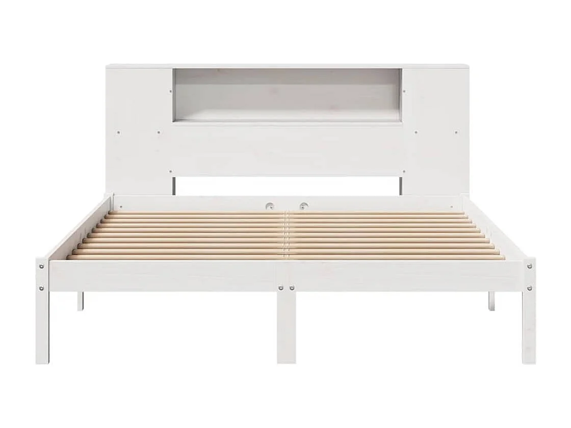 Cama con estantería sin colchón madera maciza blanca 135x190 cm