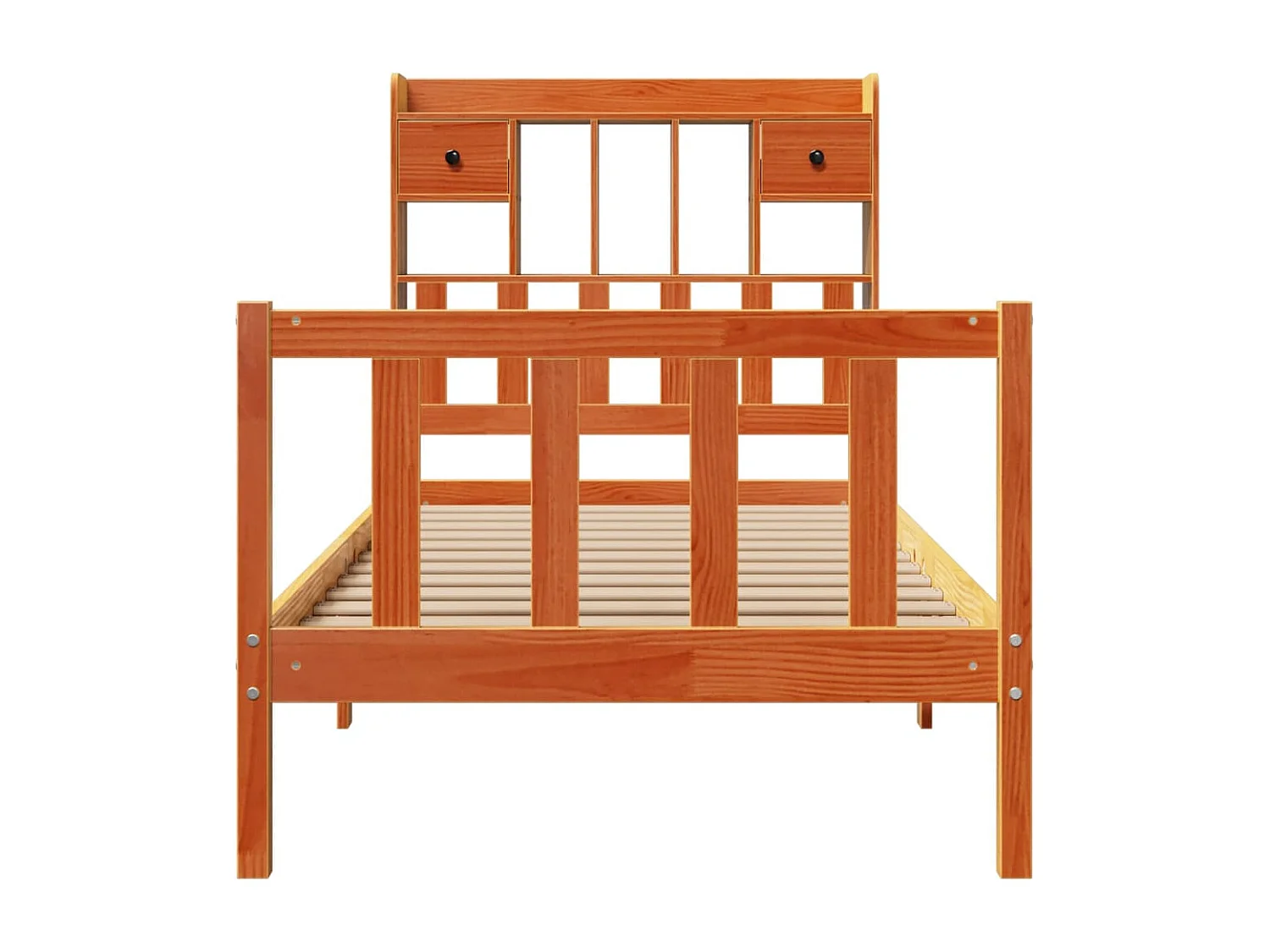 Cama com estante sem colchão 90x190cm pinho maciço castanho-mel