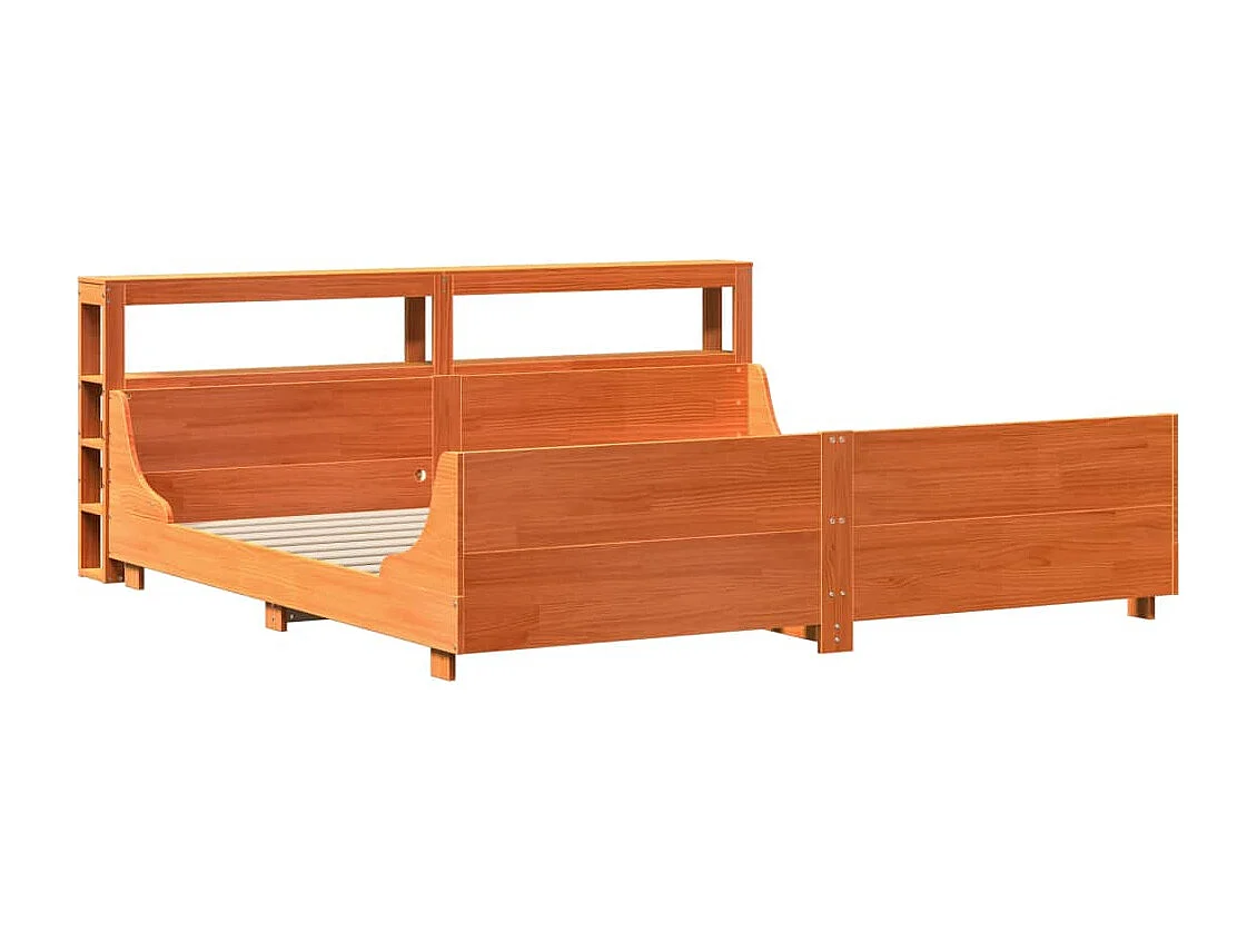 Cadre de lit sans matelas cire marron 200x200cm bois pin massif
