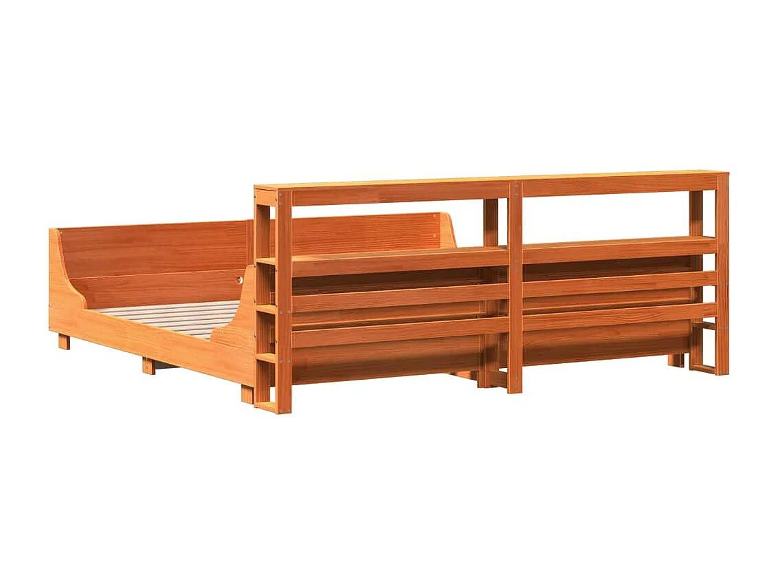 Cadre de lit sans matelas cire marron 200x200cm bois pin massif