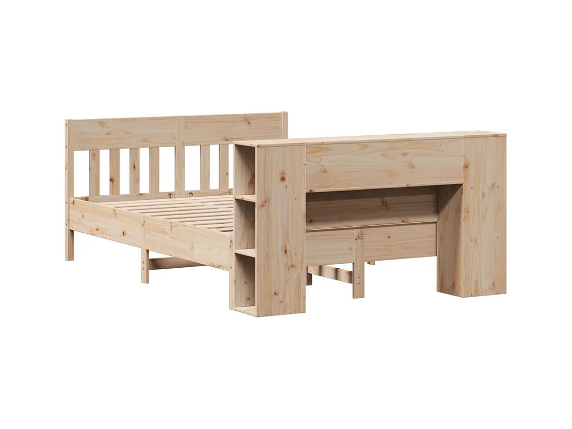 Lit bibliothèque sans matelas 140x200 cm bois massif de pin