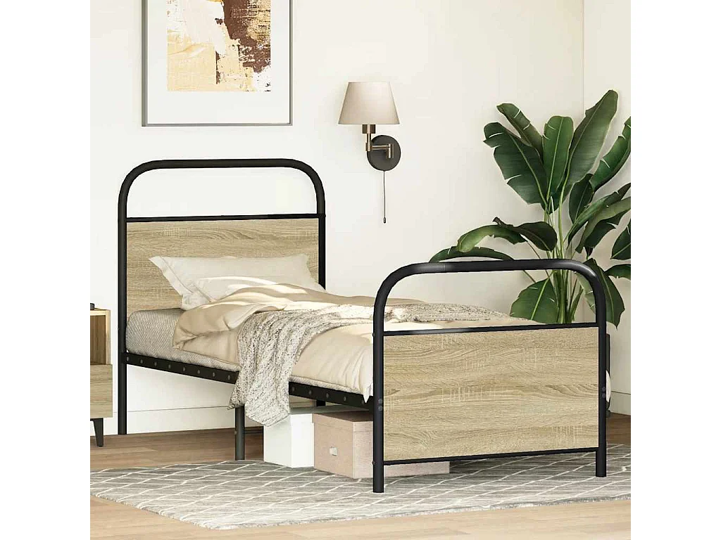 Cadre de lit sans matelas 80x200cm chêne sonoma bois ingénierie
