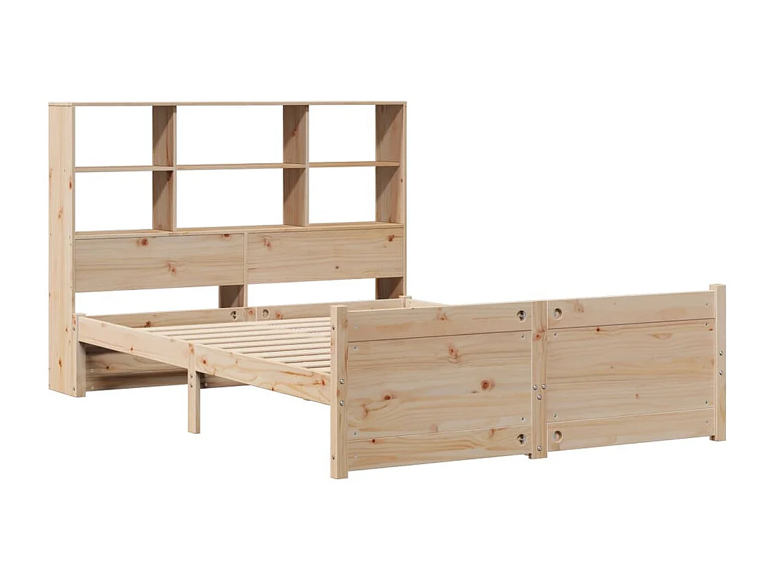 Cama con estantería sin colchón madera maciza de pino 140x200cm