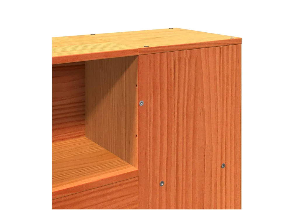 Lit bibliothèque sans matelas cire marron 140x200 cm pin massif