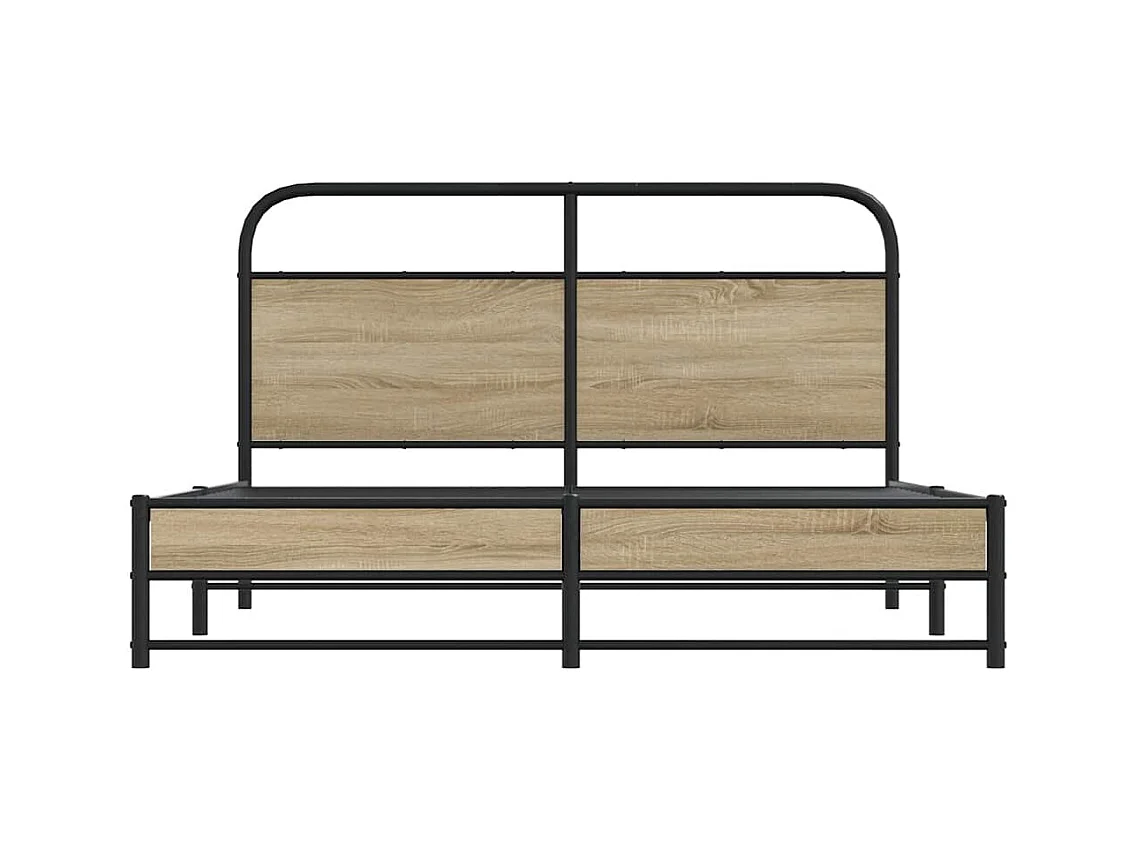 Cadre de lit en métal sans matelas chêne fumé 160x200 cm