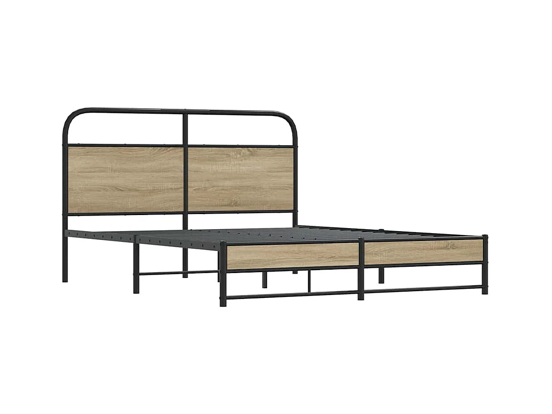 Estrutura de cama sem colchão 160x200 cm metal carvalho fumado