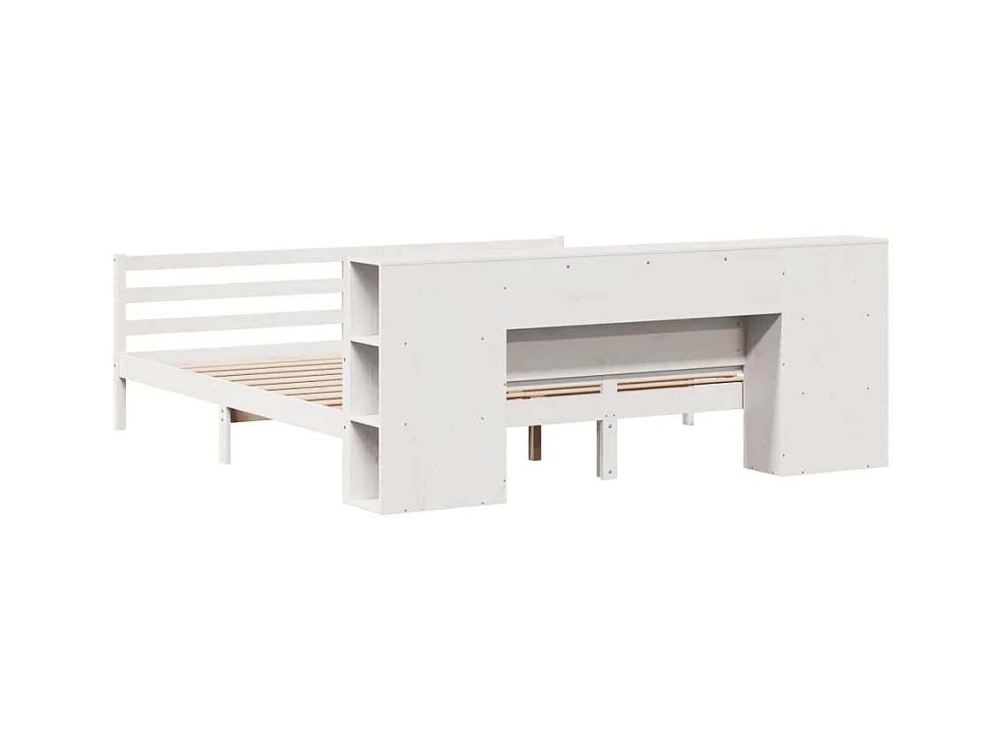 Cama com estante sem colchão 200x200 cm pinho maciço branco