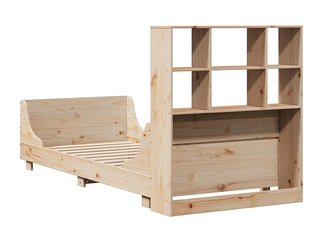Cama con estantería sin colchón madera maciza 90x200 cm