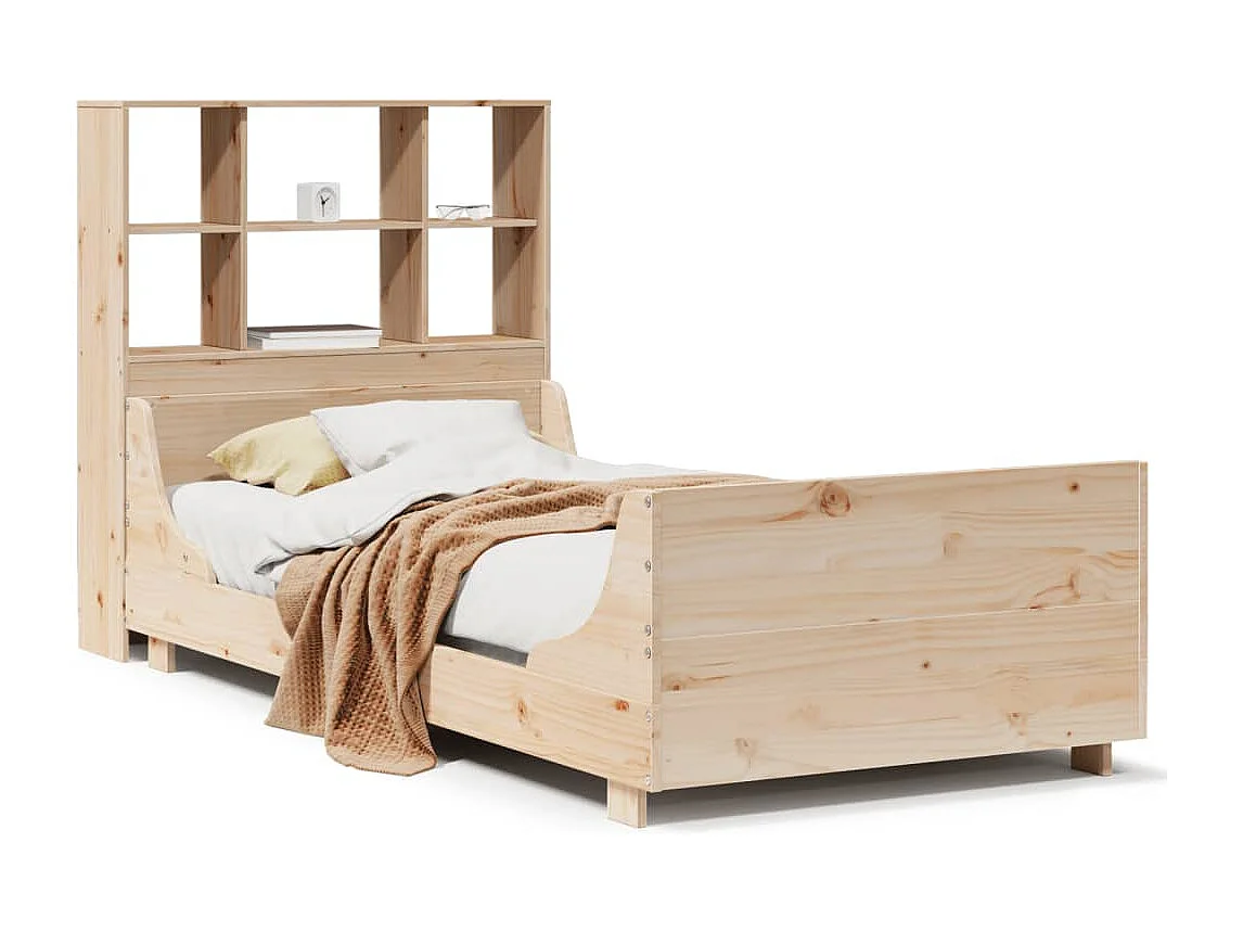 Cama con estantería sin colchón madera maciza 90x200 cm