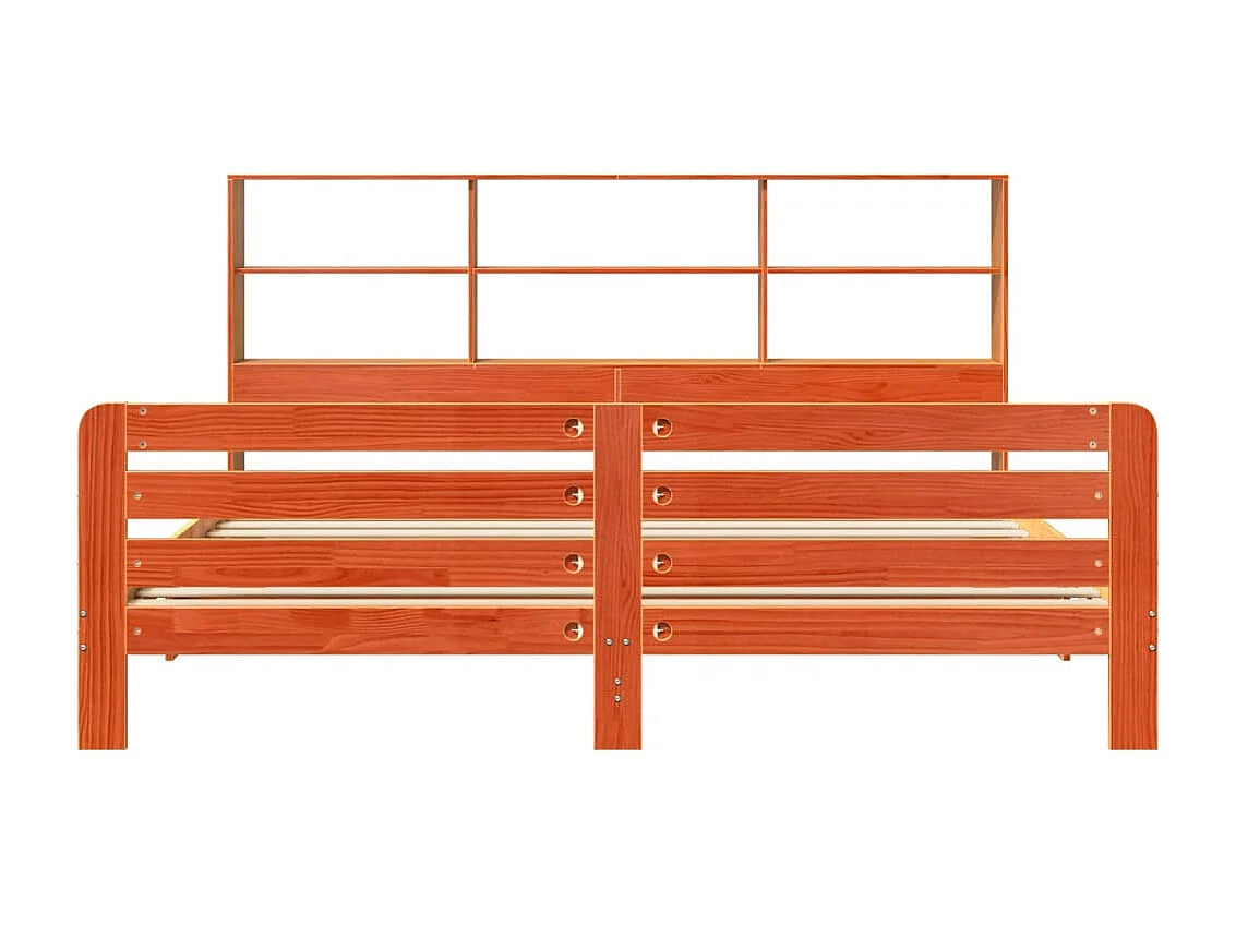 Cama sin colchón madera maciza de pino marrón cera 180x200 cm