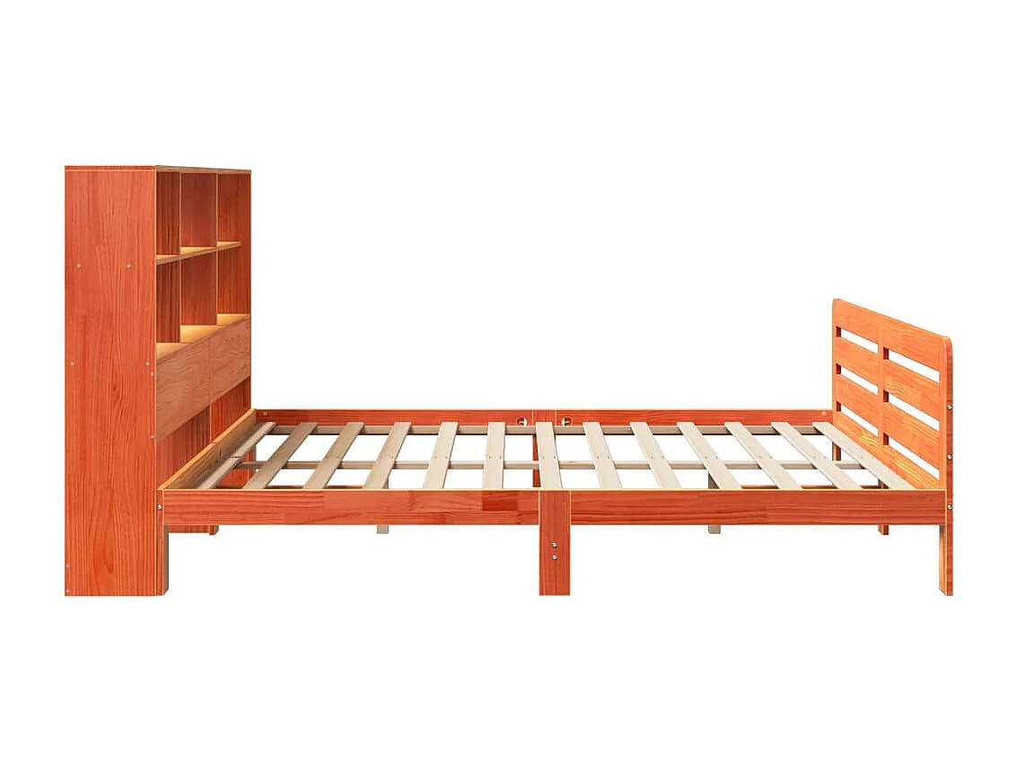 Cama sin colchón madera maciza de pino marrón cera 180x200 cm