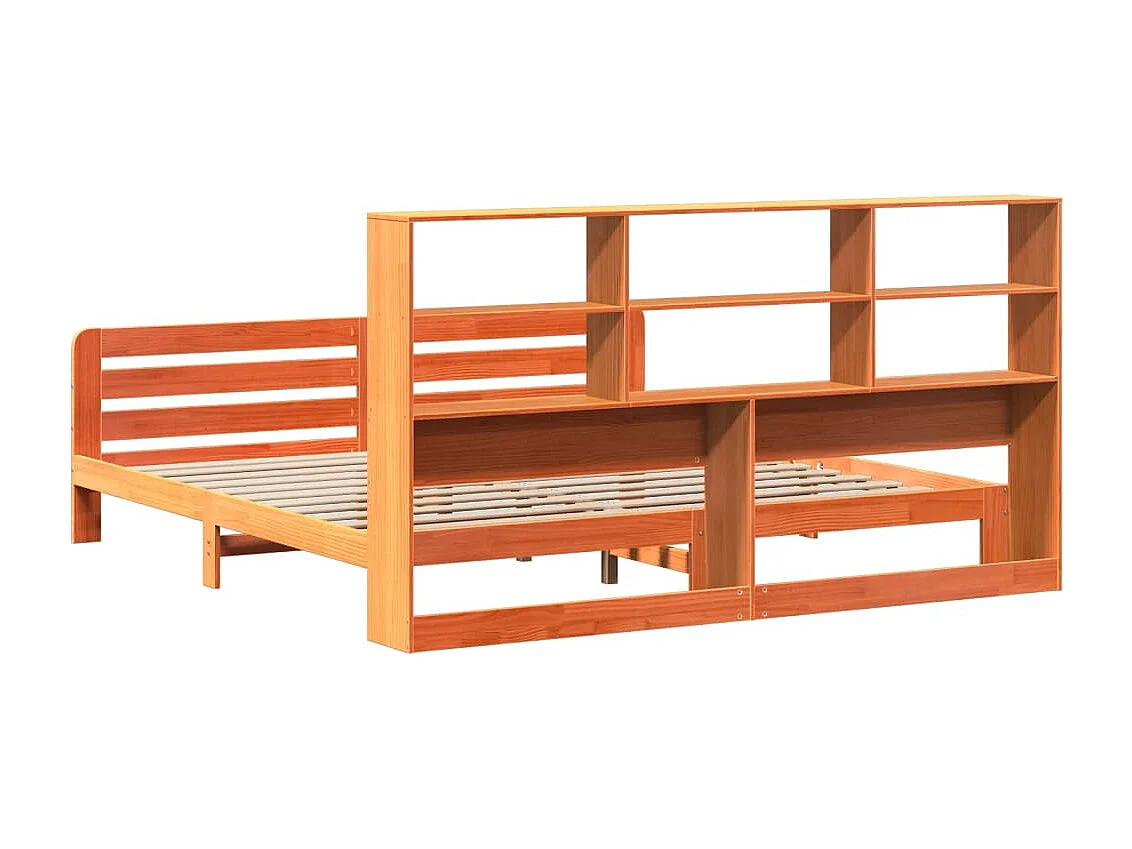 Cadre de lit sans matelas cire marron 180x200cm bois pin massif