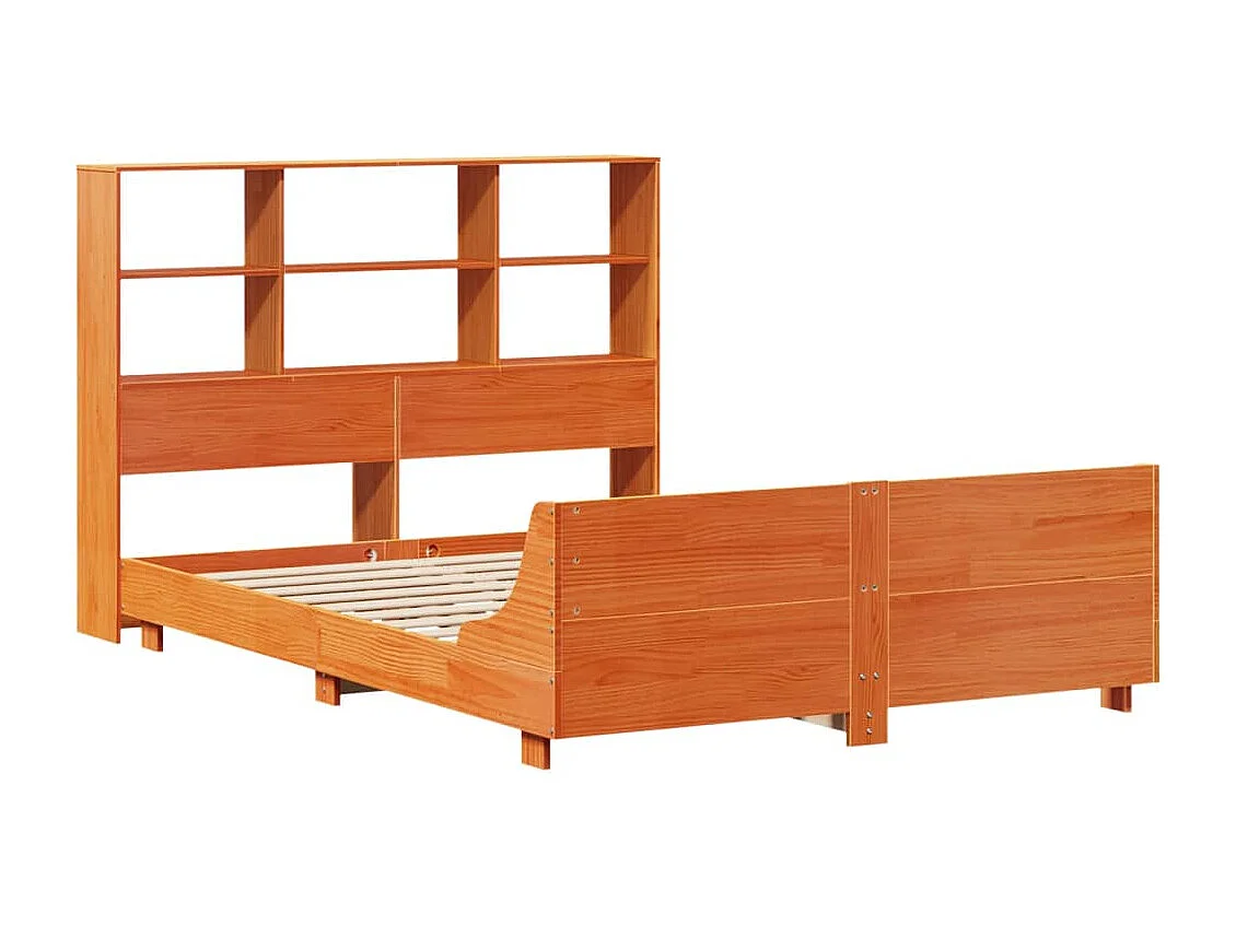 Cadre de lit sans matelas cire marron 140x200cm bois pin massif