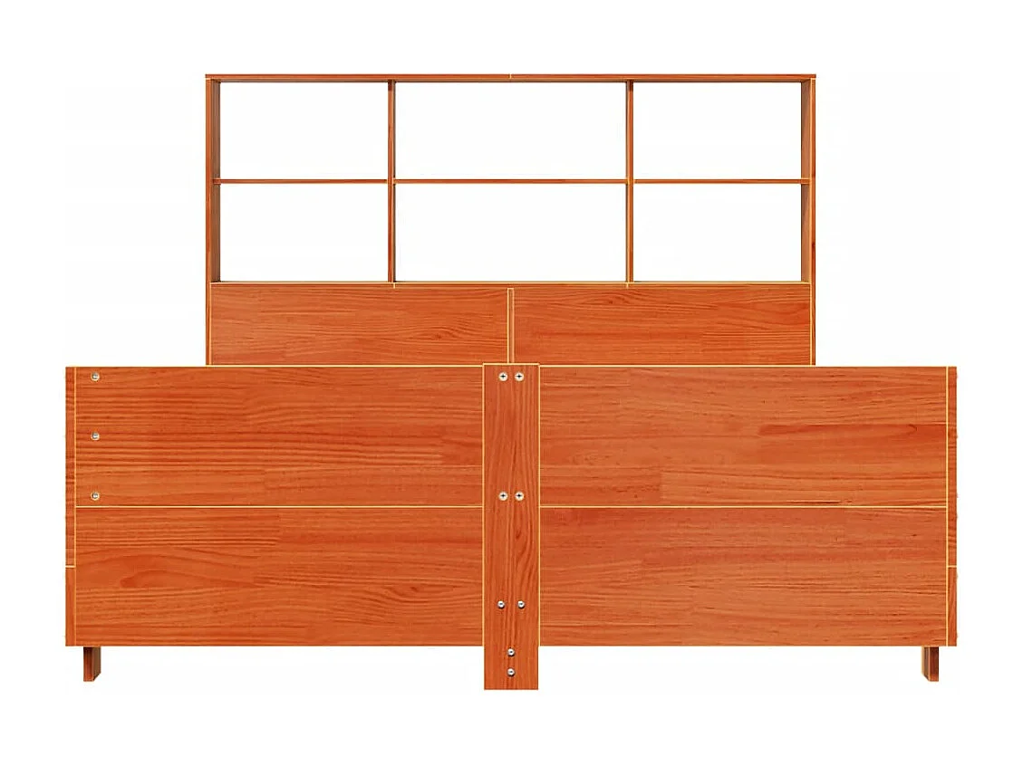 Cama sin colchón madera maciza de pino marrón cera 140x200 cm