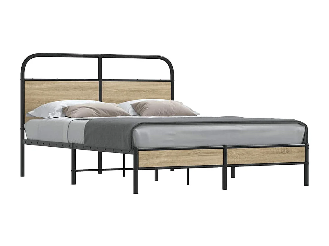Estructura de cama sin colchón 120x190 cm madera roble ahumado