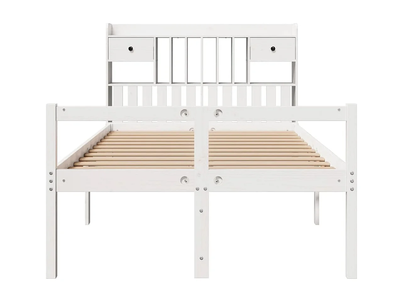 Cama com estante sem colchão 135x190 cm pinho maciço branco