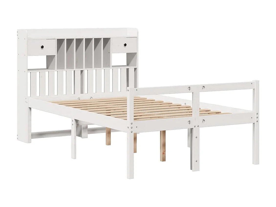 Cama com estante sem colchão 135x190 cm pinho maciço branco