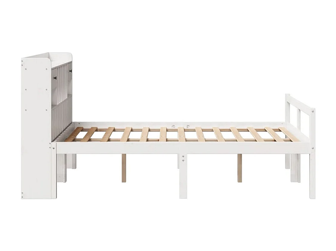 Cama com estante sem colchão 135x190 cm pinho maciço branco