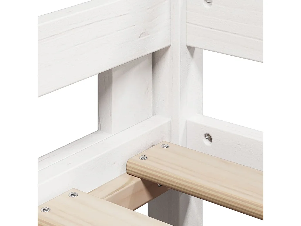 Cama alta con techo madera maciza de pino blanca 90x190 cm