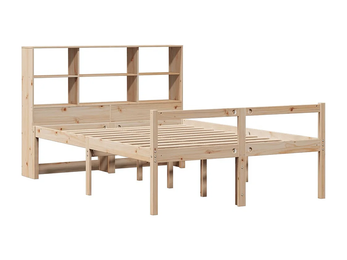 Cama con estantería sin colchón madera maciza de pino 160x200cm