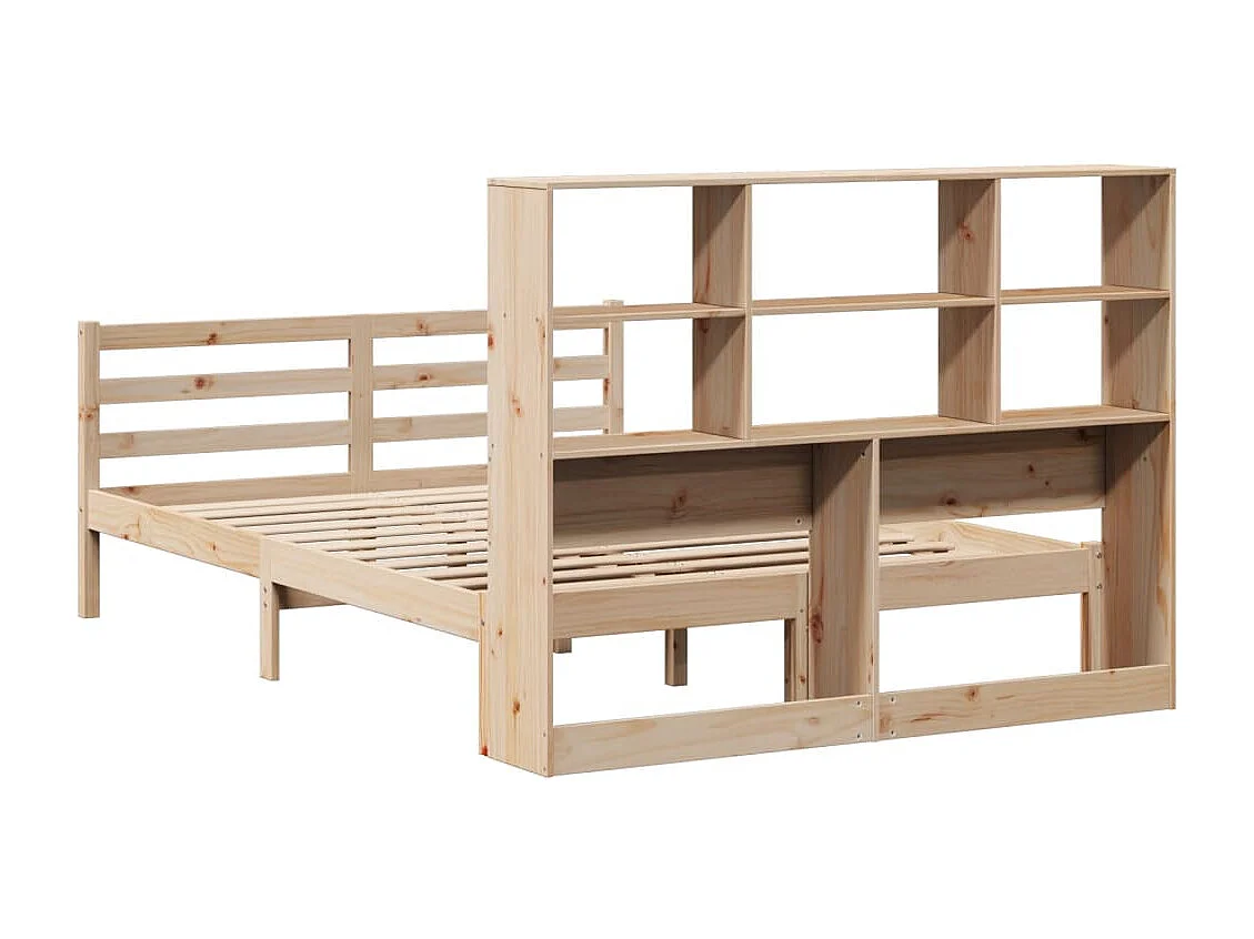 Lit bibliothèque sans matelas 160x200 cm bois massif de pin