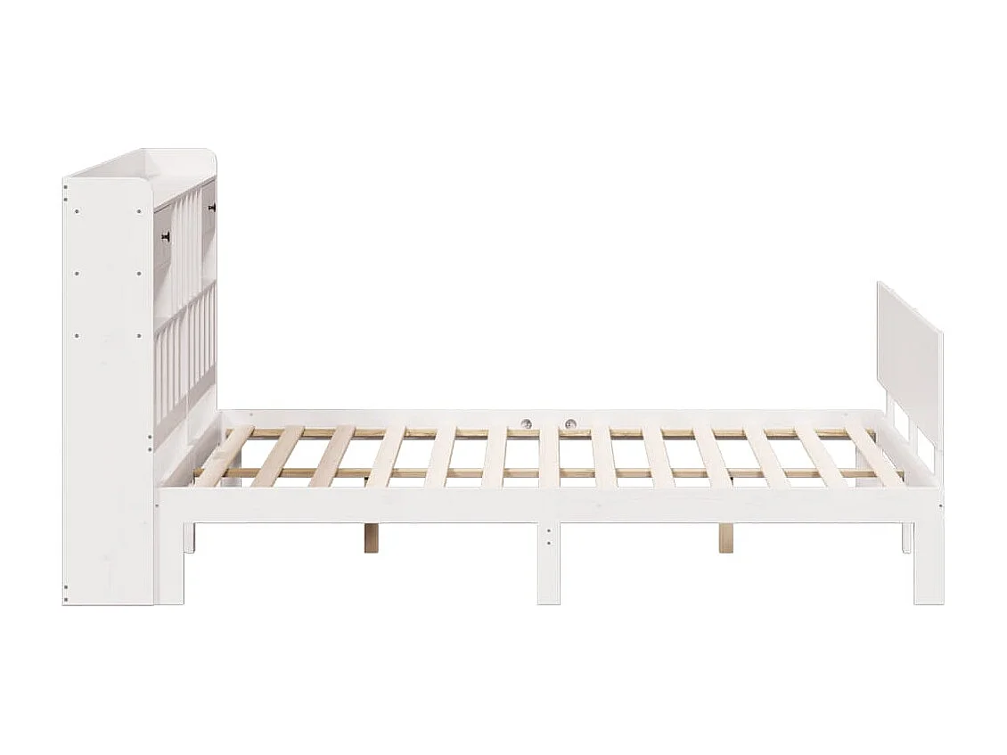 Cama con estantería sin colchón madera maciza blanca 180x200 cm