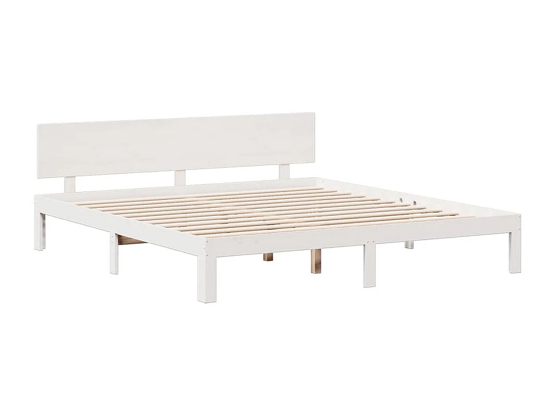 Cama con estantería sin colchón madera maciza blanca 180x200 cm