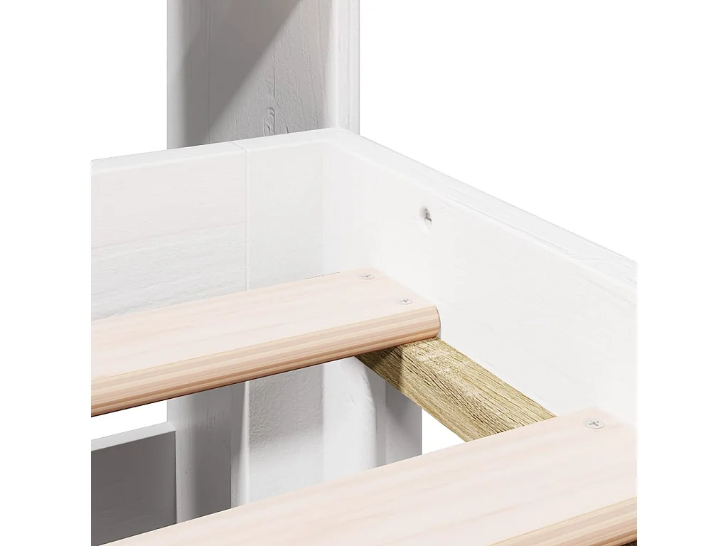 Cama con estantería sin colchón madera maciza blanca 180x200 cm