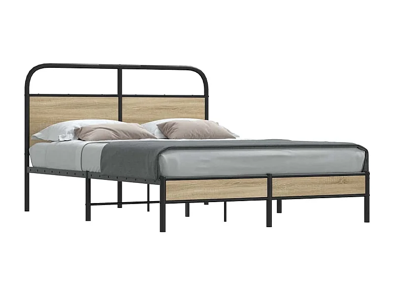 Cadre de lit sans matelas 140x190 cm chêne fumé bois ingénierie