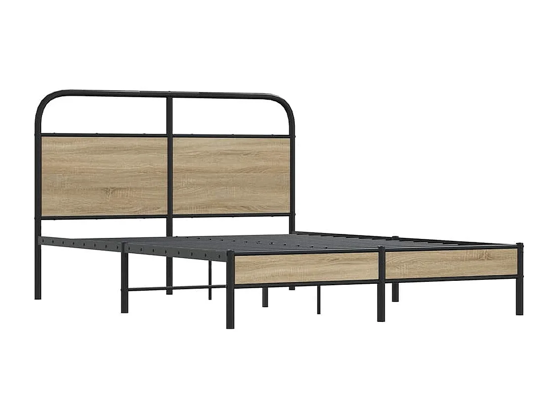 Cadre de lit sans matelas 140x190 cm chêne fumé bois ingénierie