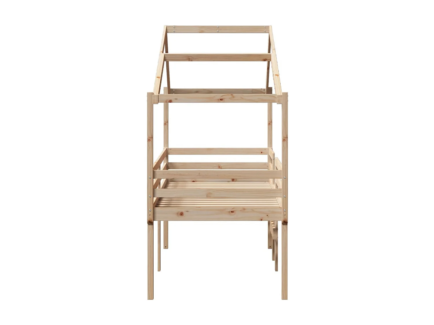 Cama alta com telhado 90x190 cm pinho maciço castanho-mel