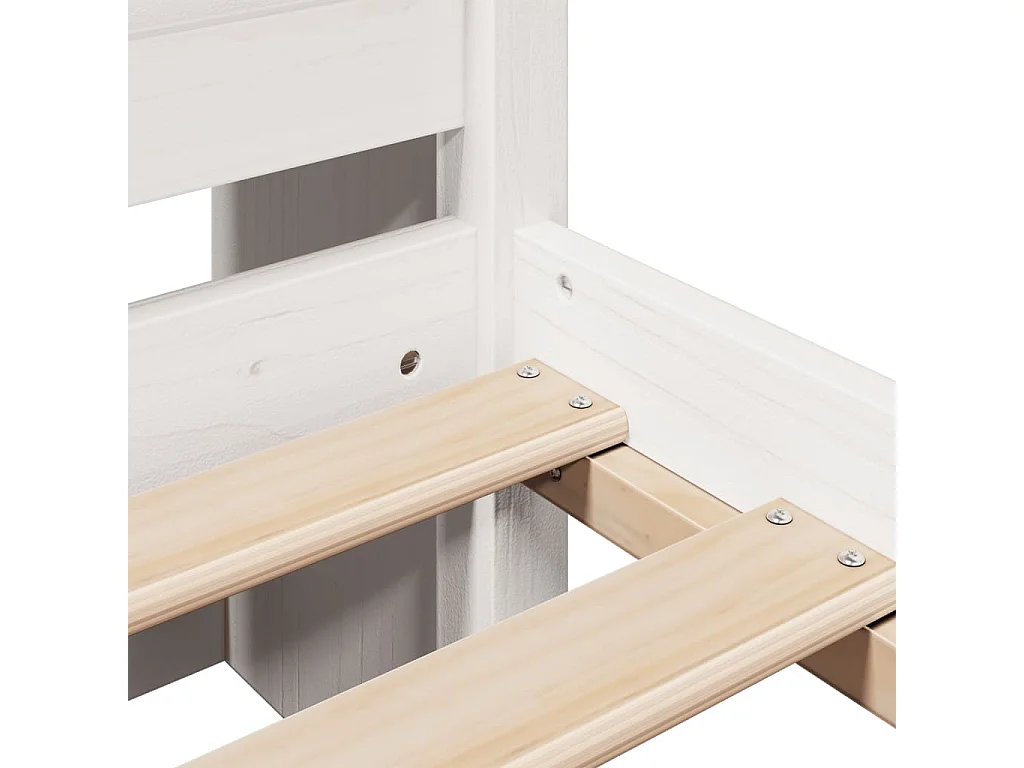 Cama con estantería sin colchón madera maciza blanca 140x200 cm