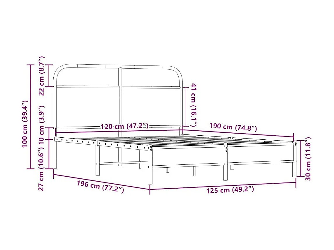 Estructura de cama sin colchón 120x190 cm madera roble Sonoma